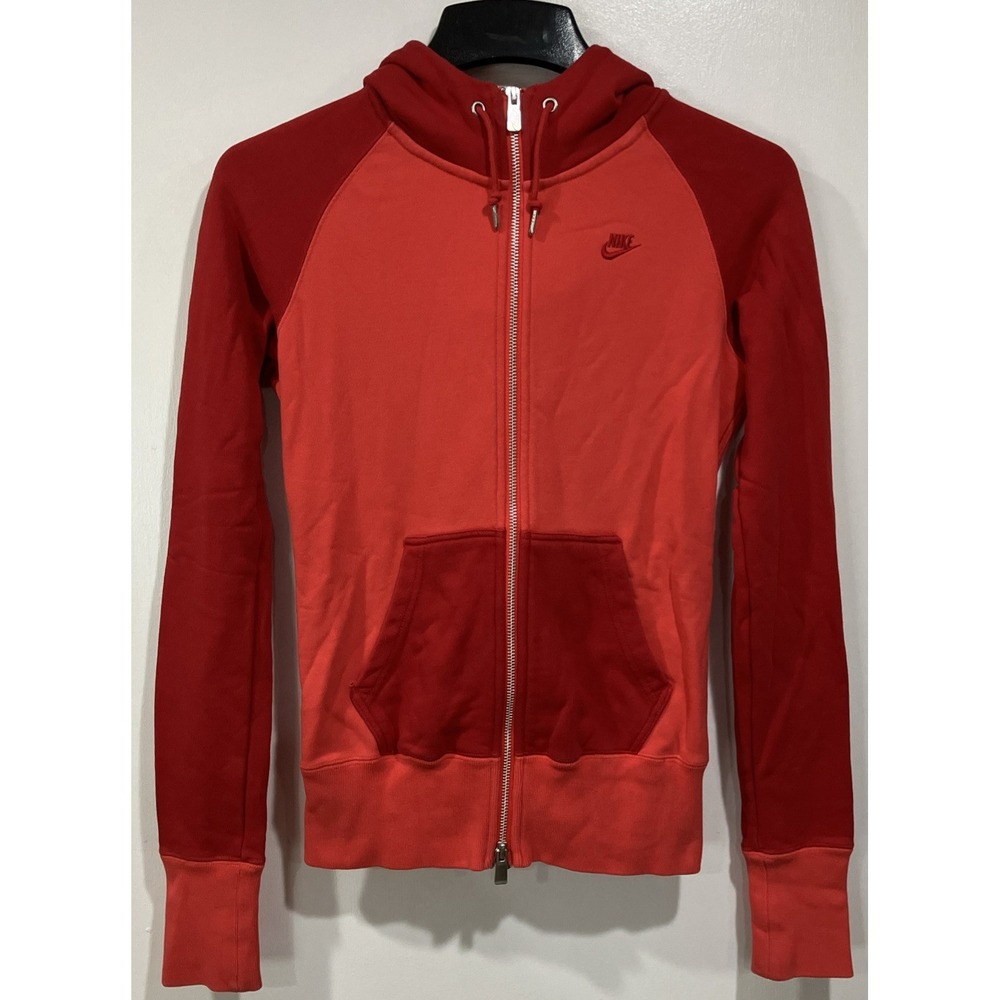 Nike Sportswear Full Zip Sweatshirt Hoodie Women's Small Red 341290-662 Y2K